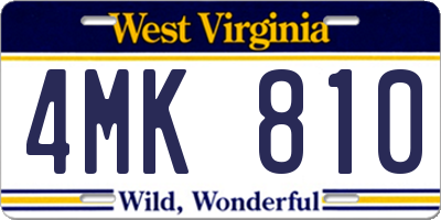 WV license plate 4MK810