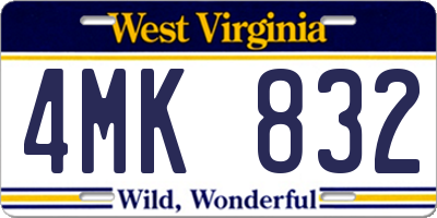 WV license plate 4MK832