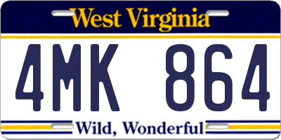 WV license plate 4MK864