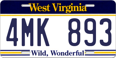 WV license plate 4MK893