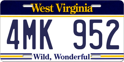 WV license plate 4MK952