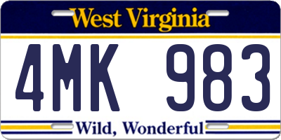 WV license plate 4MK983
