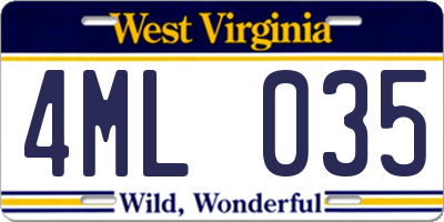 WV license plate 4ML035
