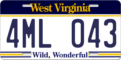 WV license plate 4ML043