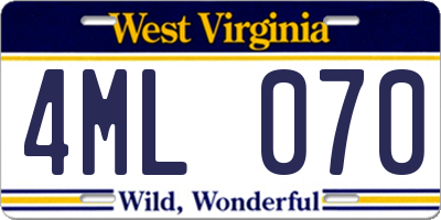 WV license plate 4ML070
