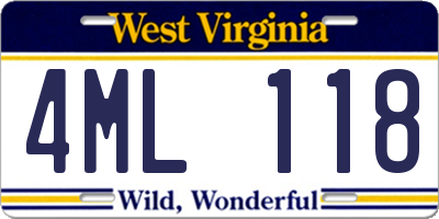 WV license plate 4ML118