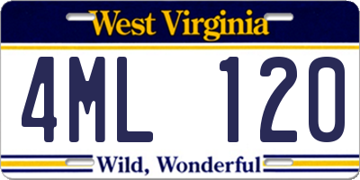 WV license plate 4ML120