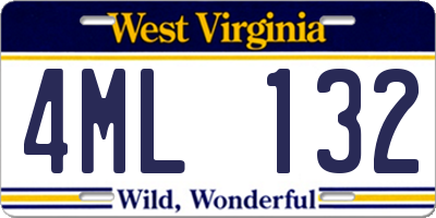 WV license plate 4ML132