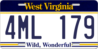WV license plate 4ML179