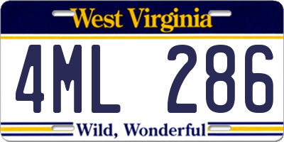 WV license plate 4ML286
