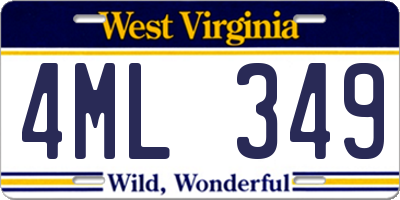 WV license plate 4ML349