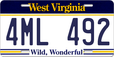 WV license plate 4ML492