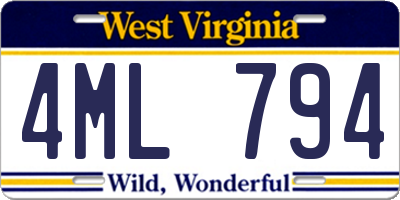 WV license plate 4ML794