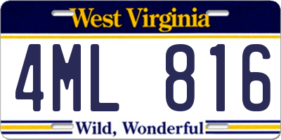 WV license plate 4ML816