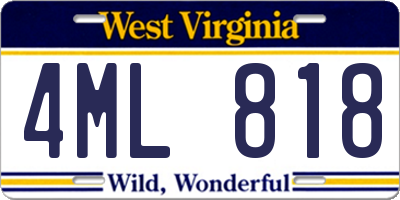 WV license plate 4ML818