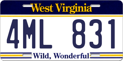 WV license plate 4ML831
