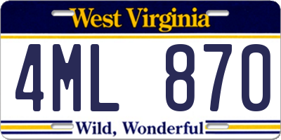 WV license plate 4ML870