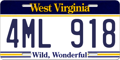 WV license plate 4ML918