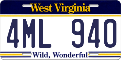 WV license plate 4ML940