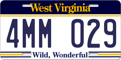 WV license plate 4MM029