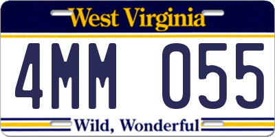WV license plate 4MM055