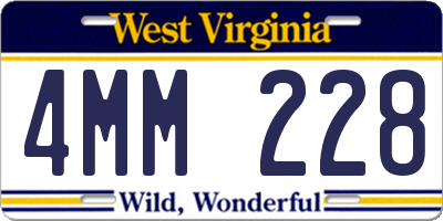 WV license plate 4MM228