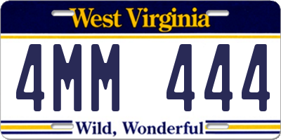 WV license plate 4MM444