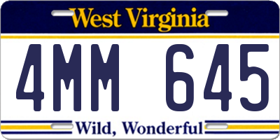 WV license plate 4MM645