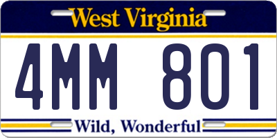 WV license plate 4MM801
