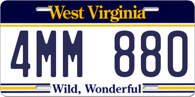WV license plate 4MM880