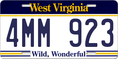 WV license plate 4MM923