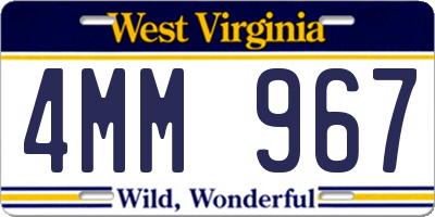 WV license plate 4MM967