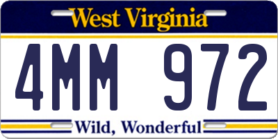 WV license plate 4MM972