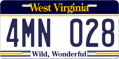 WV license plate 4MN028