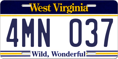 WV license plate 4MN037