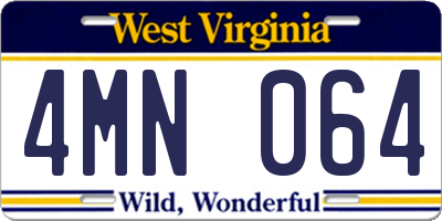 WV license plate 4MN064