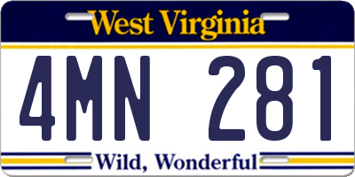 WV license plate 4MN281