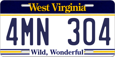 WV license plate 4MN304