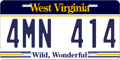 WV license plate 4MN414