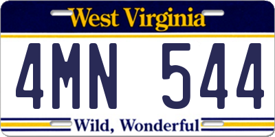 WV license plate 4MN544