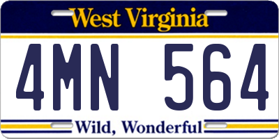 WV license plate 4MN564