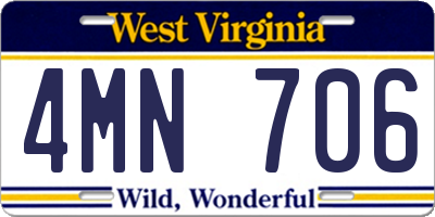 WV license plate 4MN706