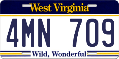 WV license plate 4MN709