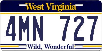 WV license plate 4MN727