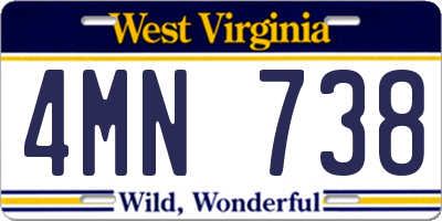 WV license plate 4MN738