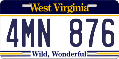 WV license plate 4MN876