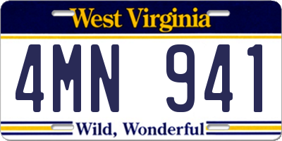 WV license plate 4MN941