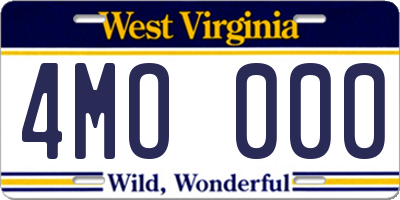WV license plate 4MO000