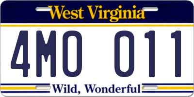 WV license plate 4MO011