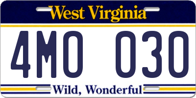 WV license plate 4MO030